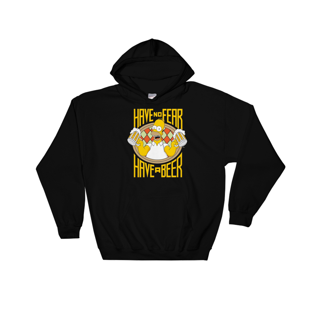 (Small, Black) Homer Simpson Have No Fear Have A Beer Black Men Women Unisex Hooded Sweatshirt Hoodie 