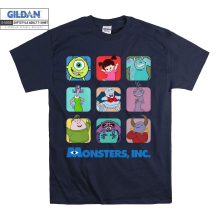 (XXXX-Large, Navy) Monsters, Inc. Characters Poster Men Women Unisex Top T Shirt T-Shirt Tshirt