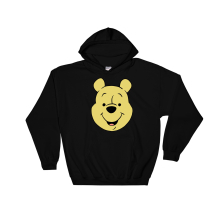 (X-Large, Black) Happy Face Poster Winnie The Pooh Black Men Women Unisex Hooded Sweatshirt Hoodie
