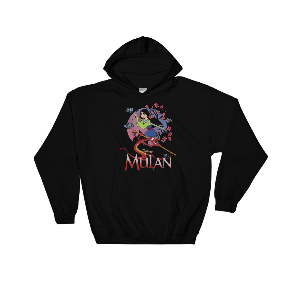(Large, Black) Disney Mulan Poster  Black Men Women Unisex Hooded Sweatshirt Hoodie 