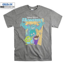 (Small, Grey) Disney Pixar Monsters Poster Men Women Unisex Top T Shirt T-Shirt Tshirt
