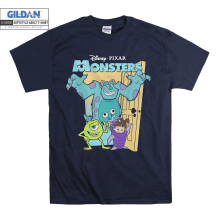 (Small, Navy) Disney Pixar Monsters Poster Black Women T Shirt T-Shirt Tshirt Top
