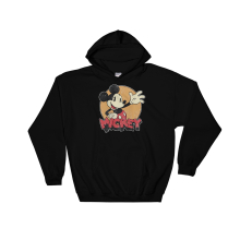 (3X-Large, Black) Vintage Poster Mickey Black Men Women Unisex Hooded Sweatshirt Hoodie