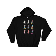(3X-Large, Black) Minnie Mouse Cute Moods Poster Black Men Women Unisex Hooded Sweatshirt Hoodie