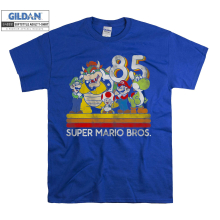 (Small, Blue) Super Mario Bros. Vintage Logo  Men Women Unisex Top T Shirt T-Shirt Tshirt