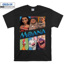 (Large, Black) Moana Characters Poster Black Women T Shirt T-Shirt Tshirt Top