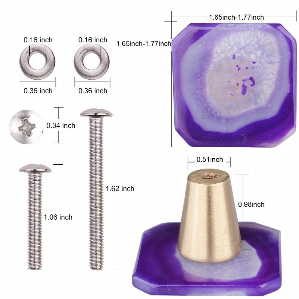 Purple Agate Slice Cabinet Knobs With Screws Heart Shape Drawer Pulls Handle For Dresser Cupboard Kitchen Furniture Decoration 885673566394