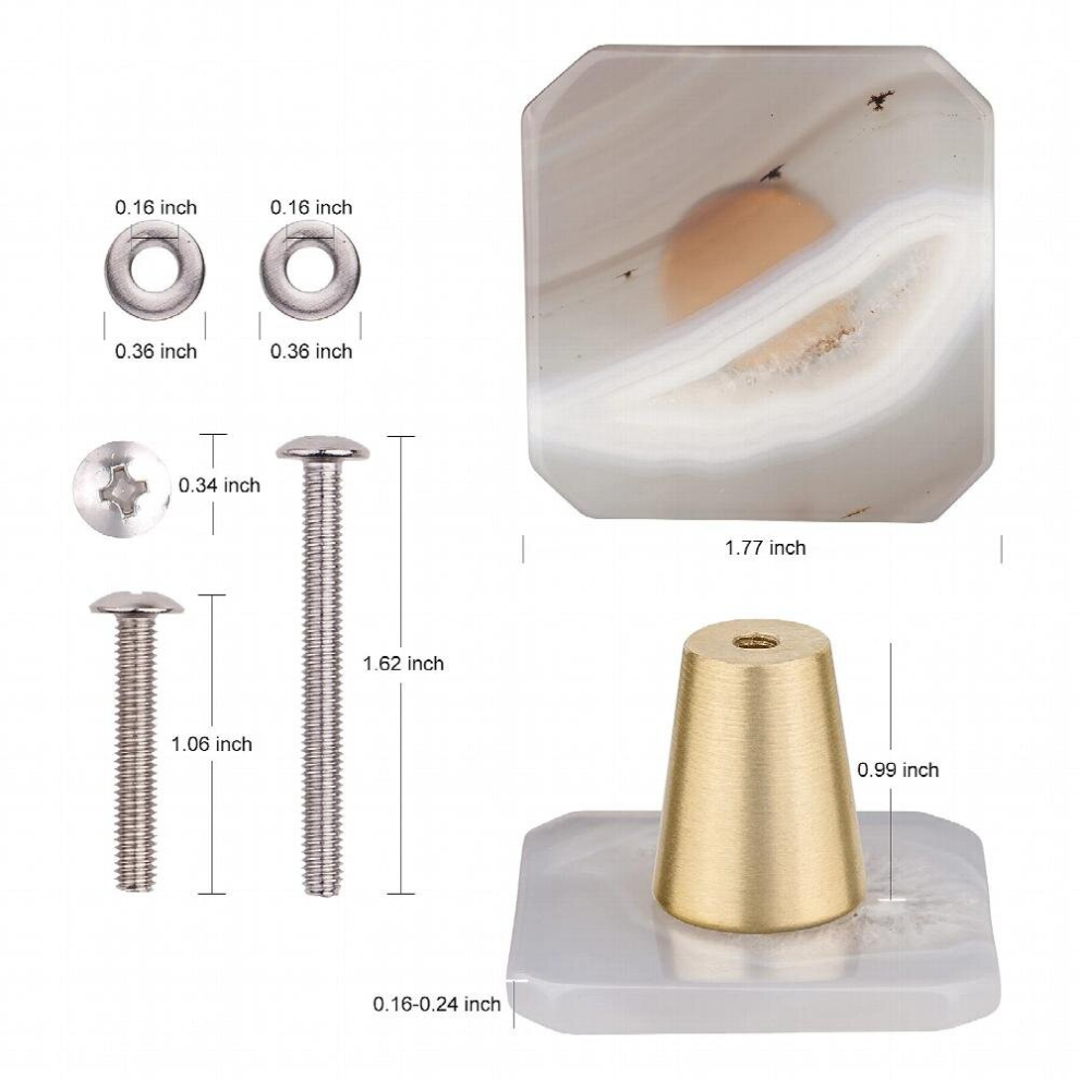 Natural Agate Slice Cabinet Knobs With Screws Square Love Heart Shape Drawer Pulls Handle For Dresser Cupboard Kitchen Decor 885673566547