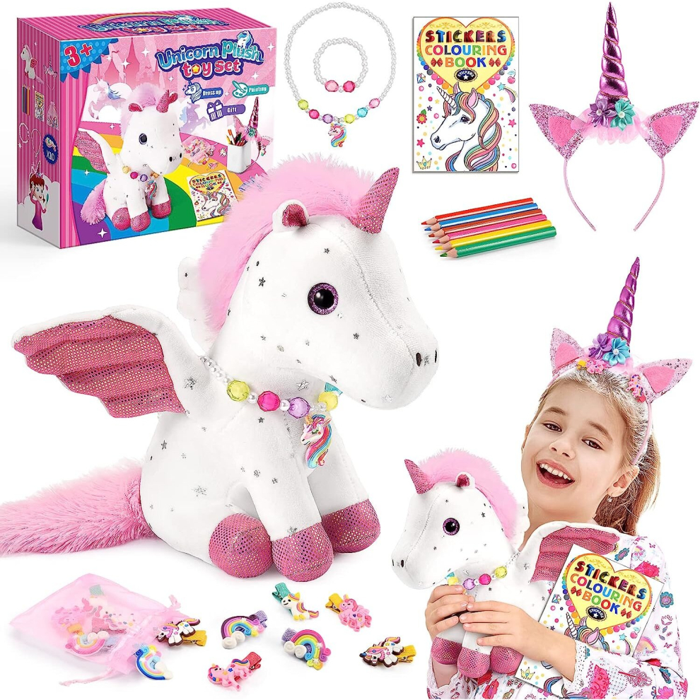EUCOCO Unicorn Gifts for Girls Age 3-8 Unicorn Soft Toys 3 4 5 6 7 Year Old Girls Unicorn Plush Toys Set Kids for 3-8 Year Old Girls Unicorn Toys Kids 