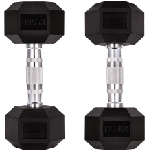 (12.5 kg, Pair) GYM MASTER Hex Dumbbells Rubber Encased 1-30kg Cast Iron Weight Lift Set Pair