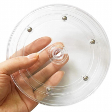 4Pcs Clear rotating tray Turntable, 6 Inch Acrylic Turntable Bearing for Decorating Cookies, Clear Swivel Organizer, Base