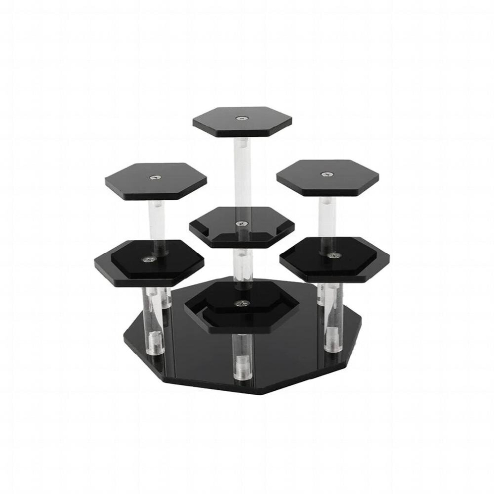 Clear Acrylic Hexagonal Stand Display Decorative Storage Rack Cake Party Jewelry Doll Cosmetics Holder Bedroom