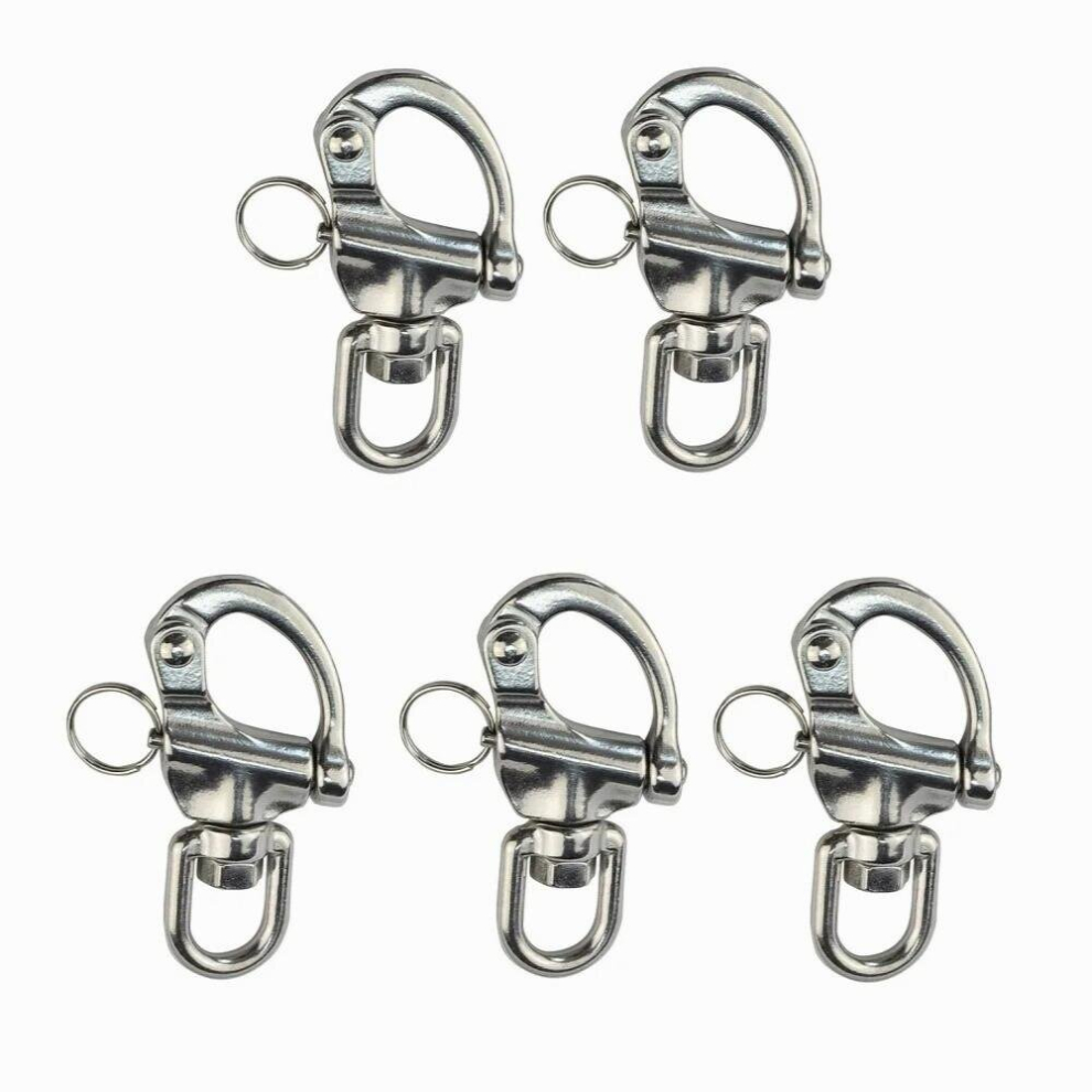 5Pcs Stainless Steel 316 Mooring Quick Release Spring Swivel Snap Shackle 70Mm 87Mm 128Mm Swivel Shackle For Lifting Strap 885673602016