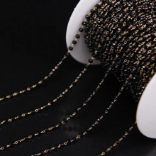 5meters/2x3mm Glass Crystal Bead Copper Link Chain,Faceted Rondelle Brass Wire Wrapped Rosary Chain,DIY Chokers Necklace