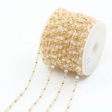 5Meters 5Color Glass Tiny Brass Bead Rosary Chains,Copper Wire Wrapped 2x3mm Faceted Rondelle Beaded Link Chain Chokers Necklace