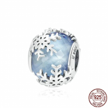 S925 Sterling Silver Beaded Bracelet For Christmas Crystal Snowflake Beads Charms Jewelry Accessories