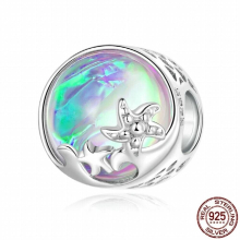 S925 Sterling Silver Beach Wave Beaded Bracelet Charms Plated With Platinum Dripping Illusion Starfish Beads Access