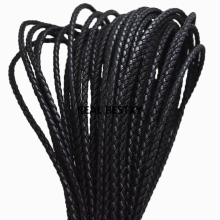 5m/lot approx 3mm Round Braided Leather Cord with nylon rope Bracelet Necklace Rope for Jewelry Making DIY Thread