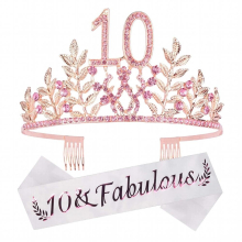 6/10/16/18 Years Old Crown Sash Set Stylish Costume Decoration For Women Girls Birthday