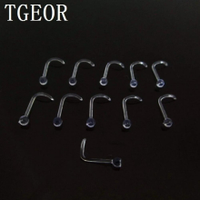 20G 50pcs nose stud fish tail transparent clear acrylic piercing retainer nose ring