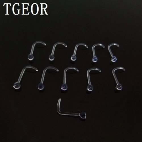 20G 50pcs nose stud fish tail transparent clear acrylic piercing retainer nose ring