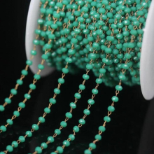 5Meter/Lot Cyan Green Tiny Glass Bead Rosary Chain,2x3mm Faceted Rondelle Brass Wire Wrapped Chain,DIY Necklace Jewelry Crafts