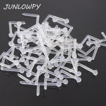Lot 100pcs 20g 22g Nose Retainer Rings Studs hide piercing Bio Flexible Clear L shape Body Jewelry Piercing Nose Stud