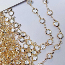 1meter 6mm Glass Beads Beaded Chain Transparent Crystal Bead KC Necklace Chains for Jewelry Making DIY Accessories