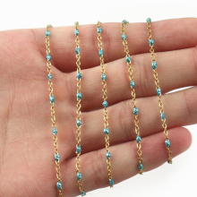 1 Meter Wire Wrapped Rosary Chain Stone Bead Chains for Jewelry Making DIY Bracelet Necklace Anklet Accessories