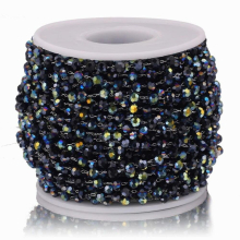1m Stainless Steel 4mm Colored Crystal Clip Bead Chains DIY Bracelet Eyeglasses Chain Necklace Supplies Jewelry Making