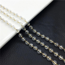 1 Meter 6mm Glass Bead Chain Transparent Crystal Round Triangle Shape Beads Jewelry Making Accessory Decor