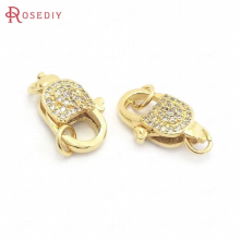(37840)2PCS 10x17MM 24K Brass and Zircon Necklaces Bracelets Connect Clasps Jewelry Making Supplies Diy Accessories