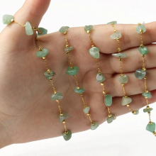 Plated Wire Wrapped Rosary Chain Irregular Natural Stone Bead Chains for Jewelry Making DIY Bracelet Neckalce Supply 1m/lot