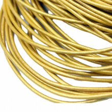 Aaazee 5 Yards Round Cow Hide Yellow Leather Strands, Real Cord RLG2M218