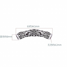 925 Sterling Silver Thai silver retro pipe fittings pattern hollow elbow hand DIY Beaded Bracelet accessories