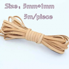 5m/piece 5mm width Natural cow leather cord for Clothing Bags Decorative Accessories