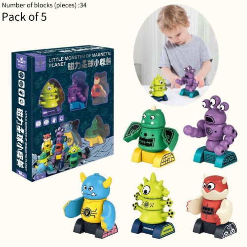 Robots Magnetic 34pcs Building Block Robots Stem Play Educational 2