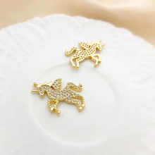 Copper Plated Real Micro-inlaid Zircon Dream Unicorn Girl Heart Jewelry Material DIY Earrings Necklace Pendant