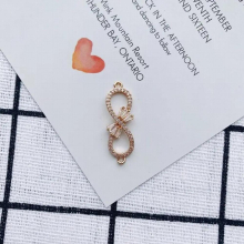 DIY jewelry accessories alloy zircon bow eight-word small fresh pendant necklace bracelet accessories