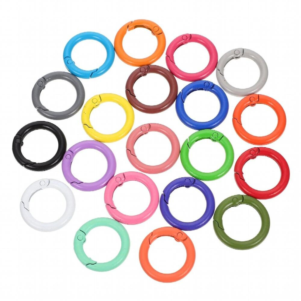 24 Pcs Circle Spring Clip Spring Clamp Round Carabiner Snap Spring Snap Clip Carabiners Chain Link Key Ring Spring O Ring 885673686214