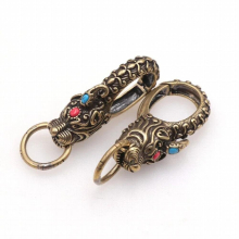 Pure brass dragon head key chain creative waist belt buckle mens car key ring Taobao brass charms dog collar buckle set