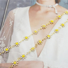 1 Meter Enamel Daisy Flower Bead Chains Copper Necklace Link Chain Accessory for Jewelry Making Components Crafts
