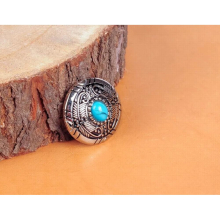 10PCS 30MM FLORAL FEATHER TURQUOISE RHINESTONE SLIVER SCREW BACK LEATHERCRAFT CONCHOS BAG BELT DECOR