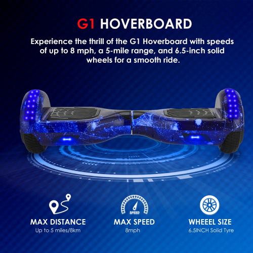 (Galaxy Blue Bundle) 6.5'' Hoverboard and Hoverkart Go Kart LED Bundle 1