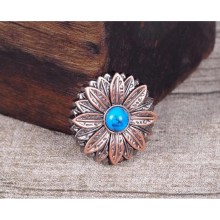 10PC 30*30MM Flower leathercraft saddle Concho for leather with Turquoise Center Antique Copper Screwback