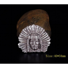 5PC 40*34MM ANTIQUE SILVER INDIAN CHIEF HEAD LEATHERCRAFT BELT PURSE CONCHOS