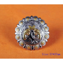5PC 38*38mm Punk Western Cowboy Rodeo Texas Gun Pistol Cross Saddles Round Berry Leathercraft Belt Hatband Diy CONCHOS Set