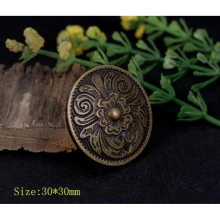 10Pcs 30mm Retro Copper Metal Flower Concho Button Snap Fastener for Clothing Apparel Home Textiles Leathercraft DIY Accessories