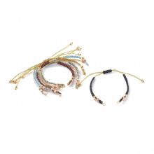 10pcs Polyester & Nylon Thread Braided Beaded Bracelet For Bracelet Jewelry Making With Stainless Steel Jump Rings Brass Beads