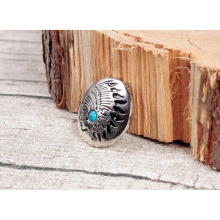 10PC 30MM SOUTHWEST INDIAN HEAD TURQUOISE SLIVER SCREW BACK LEATHERCRAFT BELT CONCHOS